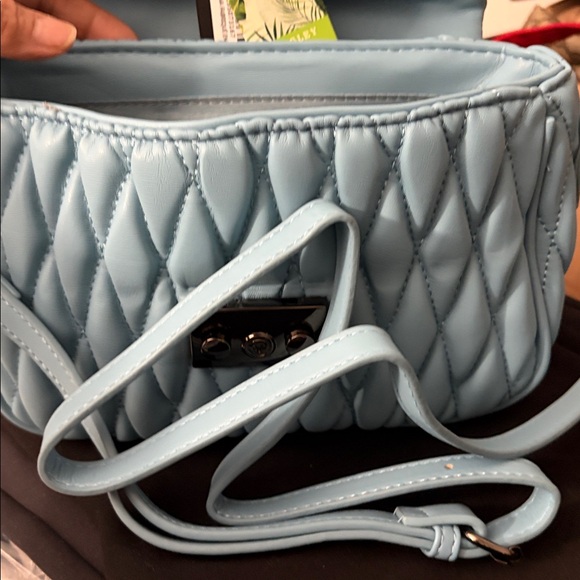 Badgley Mischka. Blue Quilted Crossbody Bag - Picture 8 of 13